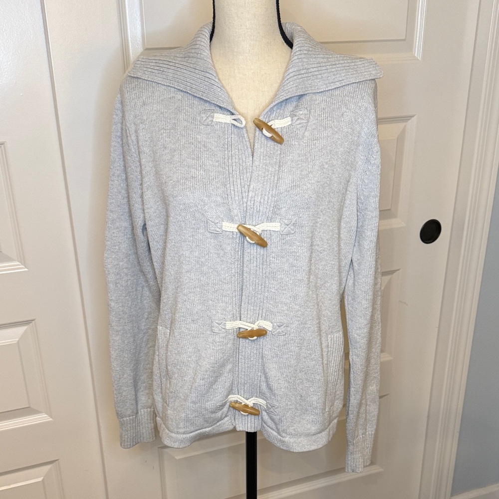 L.L. Bean Light Gray Toggle Cardigan